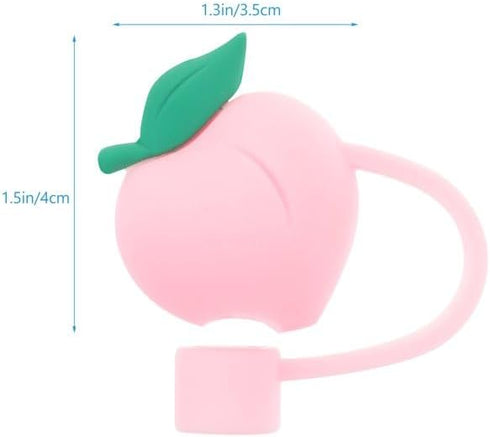 1Pc Pink Peach Straw Cap,8mm,Reusable Straw Tips Lids Drinking Straw Dispensers,Cute Silicone Straw Covers Cap for Stanley Cup,Dust-Proof Drinking...