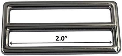 DGOL 2 inch Slider Webbing Strap Tri Glide Buckles Zinc Alloy Tri-glide Buttons Fasteners 10pcs (GUNMETAL)...