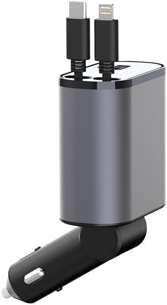 Retractable Car Charger 4 in1 Fast Car Phone Charger 100W USB C Car Charger Adapter (2.6Ft) and 2 USB Ports Car Fast Charger (Type c+a)...