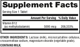 Webber Naturals Vitamin B12 5,000 mcg, 60 Fast-Melting Quick Dissolve Tablets, Supports Energy Production and Metabolism, Gluten Free, Non-GMO, Ve...