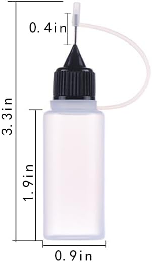 CTFRQC Precision Tip Applicator Bottle 15ml. 4 Needle Tip Squeeze Bottles for Acrylic Painting, DIY Quilling and Paper Craft, Black...
