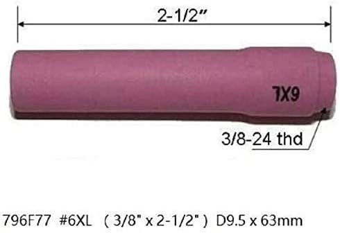 RIVERWELD TIG Alumina Nozzles Ceramic Cups Long Assorted Size Kit 796F74 (#3XL 3/16") 796F75 (#4XL 1/4") 796F76 (#5XL 5/16") 796F77 (#6XL, 3/8") O...