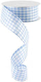 Gingham Check Wired Edge Ribbon, 1.5" x 10 Yards (Light Blue, White)...
