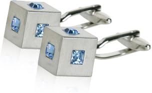 Blue Crystal Cufflinks with Presentation Gift Box 3d Cuff Links for Wedding Groomsmen Ushers...