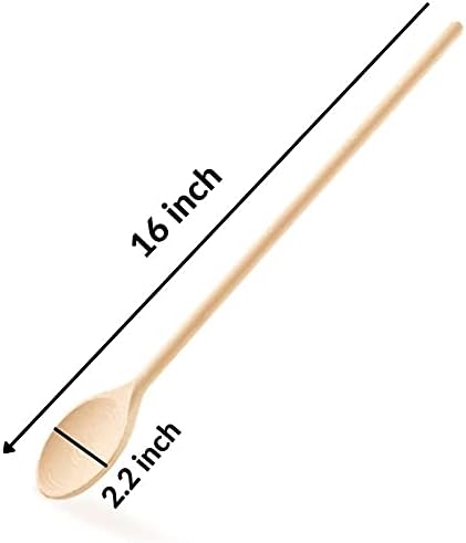 Mr.Woodware 16 Inch Wooden Spoons for Cooking - Set of 3 Long Handle Oval Wooden Spoon for Mixing, Stirring, Tasting - Kitchen Wooden Utensils For...