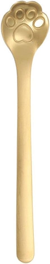 Golden Cat Paw Coffee Spoons, Cute Cat Paw/Dog Paw Stainless Steel Teaspoon Sugar Ice Cream Cake Dessert Spoon Stirring Spoon(Cat Paw,)...