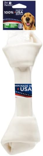 Pet Factory 100% Made in USA Beefhide 9-10" Knotted Bone Dog Chew Treat - Natural Flavor, 1 Count/1 Pack...