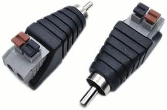 Hakiang 2-Pack Speaker Phono RCA Male to 2 Screw Terminal Female Strip Audio Video Spring Press Type Balum Connector Adapter (RCA M/AV F)...
