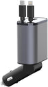 Retractable Car Charger, 4 in 1 Fast Charge Car Phone Charger 100W, Retractable Cables(2.6ft) for iPhone & Type-C, Cigarette Lighter Adapter for i...
