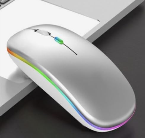 LED Rechargeable Slim Silent Mouse 2.4G Portable USB Optical Office Wireless Mouse (White)...