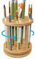 360 Rotating Paint Brush Holder Bamboo Paint Brush Tray Holder Rack-Large Capacity Watercolor Paint Brush Holder Display Stand and Organizer for D...