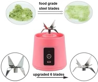 WROZZO Mini Personal Blender, 1000W Powerful Motor, 800ml Cup, 6 Stainless Blades, USB Charging, Portable Blender for Shakes and Smoothies Pink...