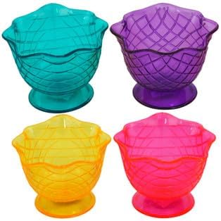 Set of 4 Ice Cream Dishes Waffle Cone Pattern in 4 Assorted Bright Summer Colors Ice Cream Social Ice Cream Party dishes Birthday Ice Cream plate ...