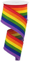 Rainbow Vertical Stripe Canvas Wired Edge Ribbon - 10 yards (2.5 Inch, Rainbow Multi)...