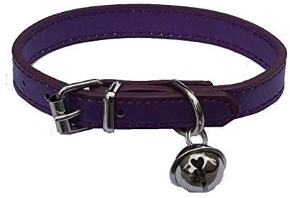 Purple Leather Pet Collars for Cats,Baby Puppy Dog,Adjustable 8"-10.5" Kitten Collar with Bell...