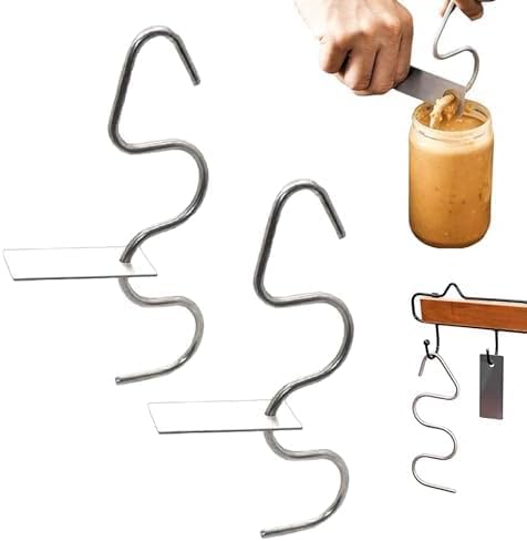 Peanut Butter Stirrer Mixer Tool Natural Nut Butter Mixer Stainless Steel Material Hand-Turned For Kitchen Tool(2pcs)...