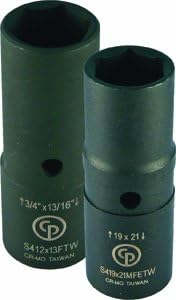 Chicago Pneumatic SS422FD - 1/2 Inch Square Drive, 19 x 21 mm & 3/4 x 13/16 Inch, Flip Deep, 6 Point, Impact Socket Set (2 PCS)...