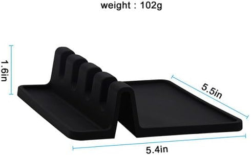 Silicone Kitchen Utensil Holder Drip Tray for Stove Top, Dirty Spoon Rest for Cooking Tools, BPA Free, Heat Resistant, Dishwasher Safe, Black, Lar...