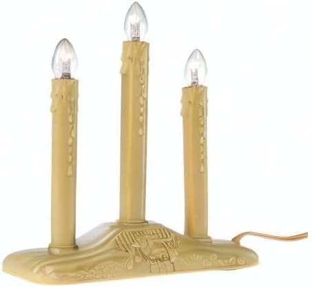 Creative Hobbies 3 Light Electric Candolier Indoor Christmas Candle Lamp, Ivory Plastic with Clear C7 Incandescent Light Bulbs...