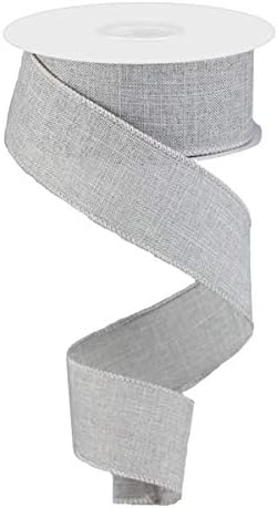 Solid Canvas Wired Edge Ribbon, 10 Yards (Light Grey, 1.5 Inches)...
