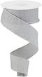 Solid Canvas Wired Edge Ribbon, 10 Yards (Light Grey, 1.5 Inches)...