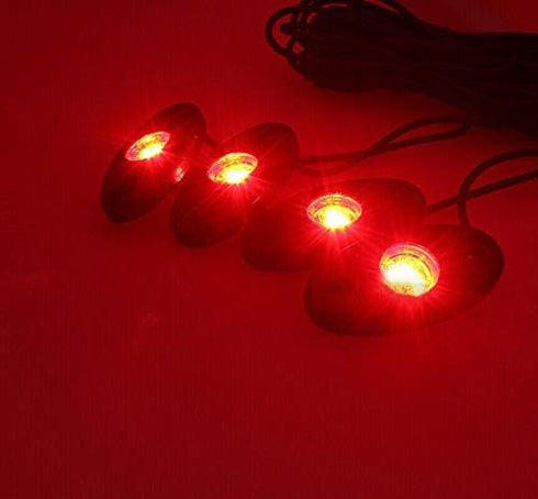 4 Pods LED Rock Light for Jeep ATV SUV Offroad Car Truck Boat Underbody Glow Trail Rig Lamp Underglow LED Neon Lights Waterproof 12V 24V - Red...