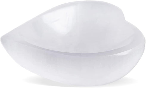 Selenite Crystal Heart Shaped Bowl 10cm, Crystals Smudging Bowl for Reiki Healing, Anxiety Relief & Meditation. Ideal for gift & Home Decor - Whit...