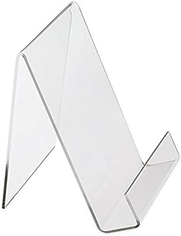 Book Easel 8.5 by 11 Slant Back with Lip Paper Stand, Clear Tablet Holder, Thick Acrylic Stand Open Ended Portrait Sized Literature Display for Ho...