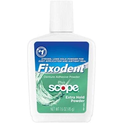 Fixodent Extra Hold Powder Plus Scope Denture Adhesive Strong 1.6oz Pack of 3 (3 Items), 818-0556...