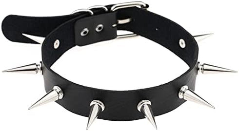 Black Spiked Leather Choker Collar Necklace for Women Gothic Punk PU Chokers Necklaces Halloween Costumes Cosplay Accessories for Women Spike Chok...