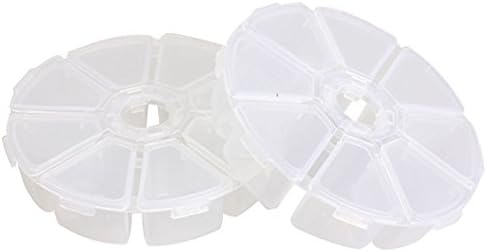 ALL in ONE 3pcs Round Clear Plastic Storage Box Bead Organizer Display Containers (10X2.5cm 8 Grids)...