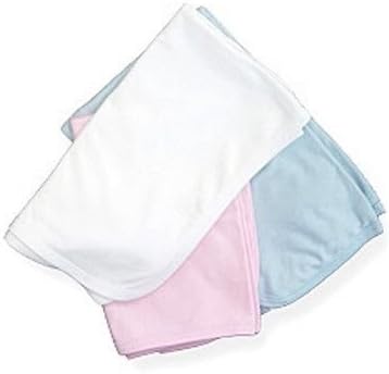 Baby Jay 100% Cotton Receiving Blanket in Blue, Pink or White Boy Girl (Pink)...