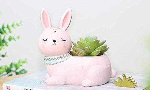 Pink Rabbit Succulent Planter Pots for Office House Balcony Landscape Creative Decorative Flower Pots (1, Pink Rabbit)...