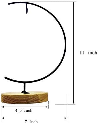 Archi G-Shaped Ornament Display Stand Iron Pothook Stand for Hanging Glass Terrarium/Picture with Wood Base (Iron Stand with Wood Base)...