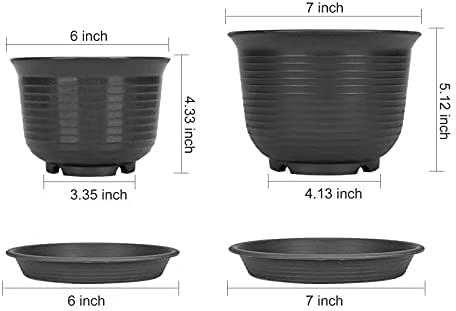 Plant Pots, Indoor Outdoor Plastic Plant Flower Pots with Multiple Drainage Holes and Tray for Garden Plant, 7 inch Planter Pots Suitable for All ...