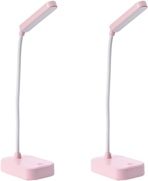 Battery powered desk lamp,Small desk lamp set of 2 Pink,Desk lamp powered by usb,3 position adjustable light,360° rotating hose,White eye protecti...