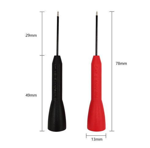 2Pcs Black and Red Multimeter Needle Probe Pins, Extendable Needle Probe Set Non-Destructive Piercing Needle Probe Tip Adapter for 2mm Test Probes...