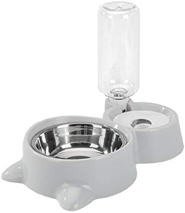 Love Dream Double Dog Cat Bowls, Pets Water and Food Bowl Set with Detachable Stainless Steel Bowl, Automatic Water Dispenser Bottle No-Spill Pet ...