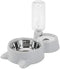 Love Dream Double Dog Cat Bowls, Pets Water and Food Bowl Set with Detachable Stainless Steel Bowl, Automatic Water Dispenser Bottle No-Spill Pet ...