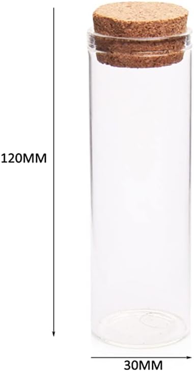 10Pcs 60ml Glass Test Tubes with Cork Stoppers Empty Refillable Clear Flat Borosilicate Glass Bottles Vials Jars for Beads Candy Storage Party Fav...