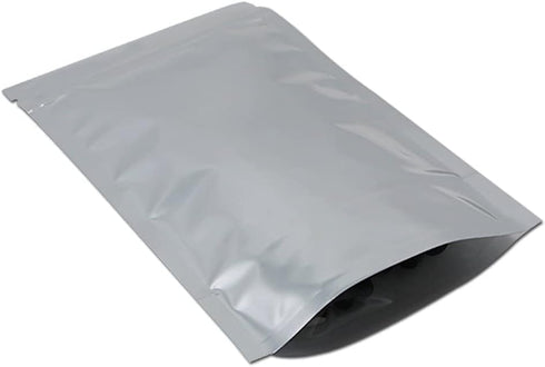 FERENLI 100 Pieces Stand Up Clear Front Zipper Lock Resealable Aluminum Mylar Foil Plastic Packaging Bag for Zip Heat Sealable Lock with Tear Notc...