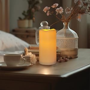 Waterpoof Flameless Remote Control Candles 2PACK(D3''*H5.5'')Battery Operated Flickering LED Pillar Candle,plastic with 10-Key 24Hours Timer for O...