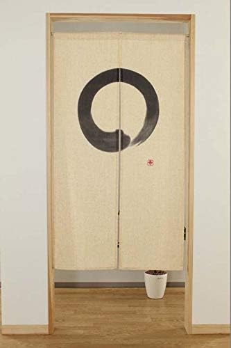 Narumi Japanese Enso Noren Doorway CurtainTapestry Hemp Blend Twill Fabric 33.5"x59.1" from Japan...