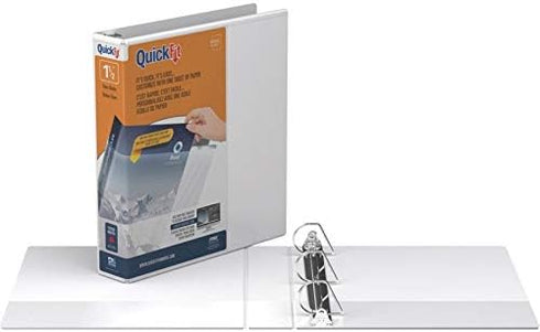 QuickFit View 3-Ring Binder, 1 1/2" Angle D-Rings, 50% Recycled, White (87020)...