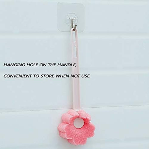 5Pcs Pink Sponge Bottle Brush 17cm Long Handle Flower Shaped Cleaning Brushes for Reusable Water Bottles Containers Glasses...