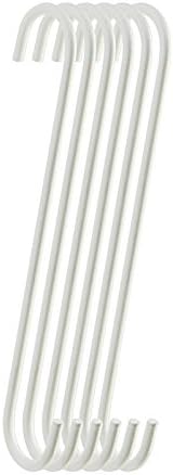 6-Pack 8Inch White Metal Hanging S Hooks - S Shaped Hook Heavy-Duty S Hooks, for Kitchenware, Pots, Utensils, Plants, Towels, Gardening Tools, Clo...