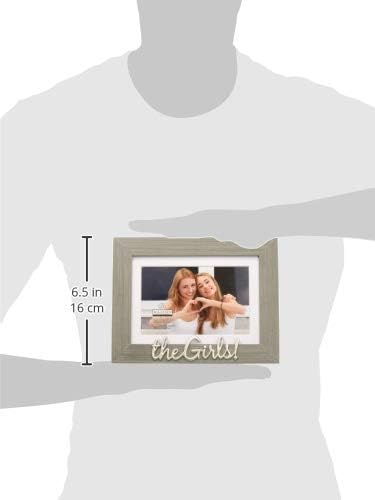 Malden International Designs 4x6 or 5x7 The Girls! Distressed Expressions Picture Frame Silver Finish The Girls! Word Attachment Gray Textured Woo...