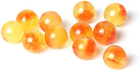 100Pcs Natural Stone Beads 6mm Orange Jasper Round Loose Gemstone Energy Healing Beads Hole Size 1mm DIY Smooth Beads for Bracelet Necklace Earrin...