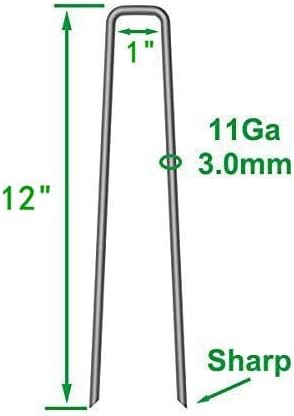 MySit 12" Garden Stakes Pins Landscape Staples 11Ga Tent Stakes 12 Pack, Heavy Duty Galvanized Steel Metal Yard Stakes Ground Lawn Staples Fence A...