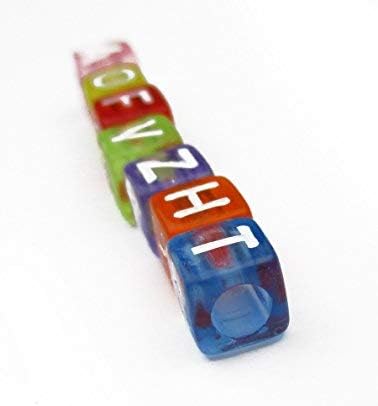 1000pcs Mixed Acrylic Letter/Alphabet “A-Z”Cube Beads for DIY Craft (Transparent Multicolor 6x6x6mm)...